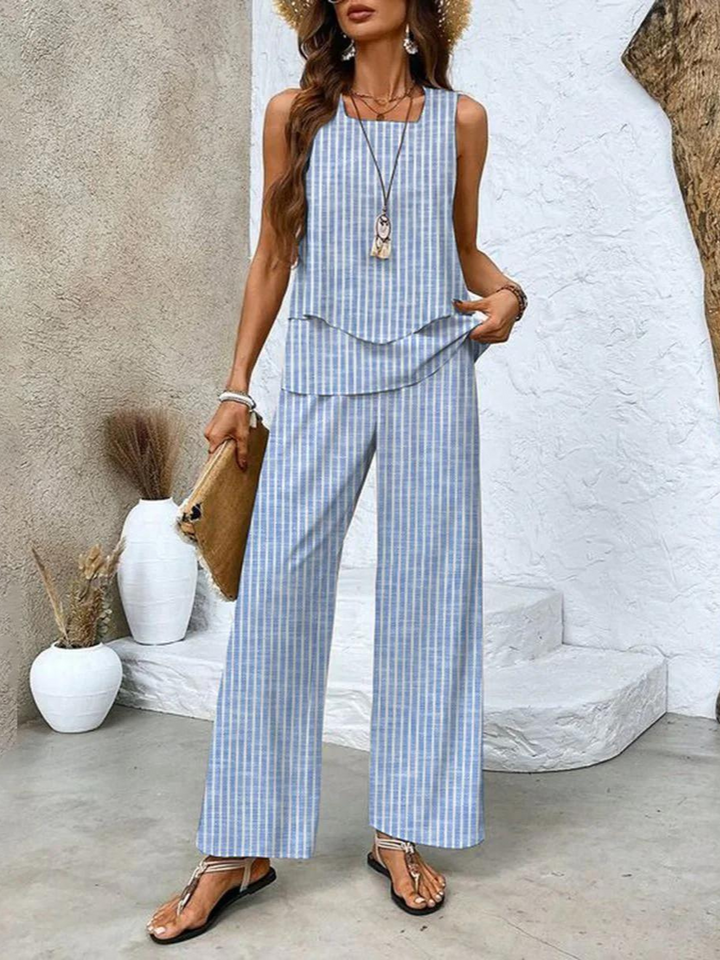 Ärmelloses Damen-Top mit weiter Hose Outfit-Set