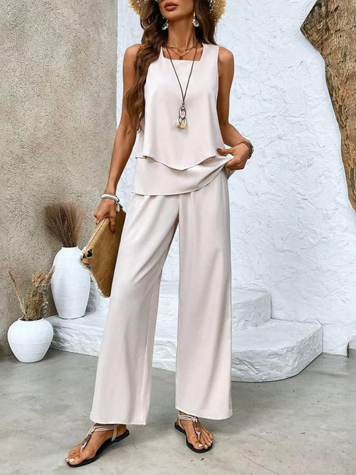 Frauen Sommer Lounge Set mit Blätterdruck