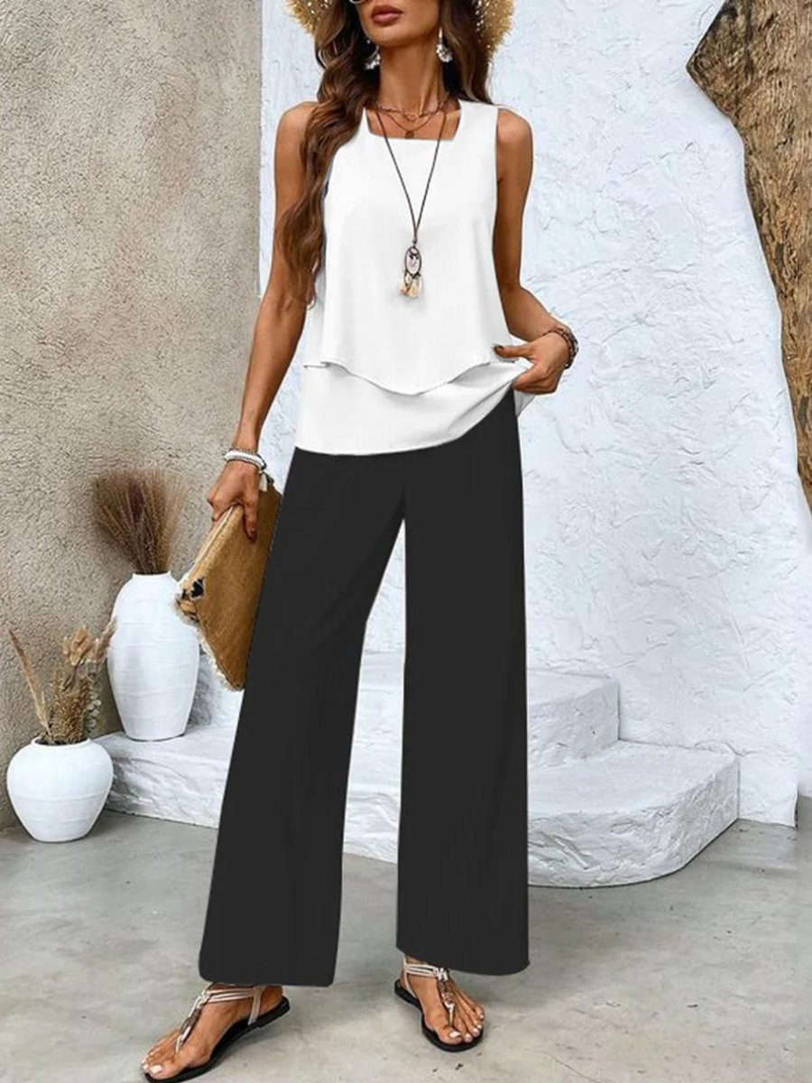 Frauen Sommer Lounge Set mit Blätterdruck
