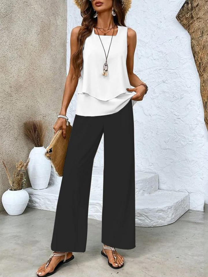 Frauen Sommer Lounge Set mit Blätterdruck