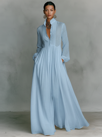 Antje - Patchwork Leinen Maxi Kleid