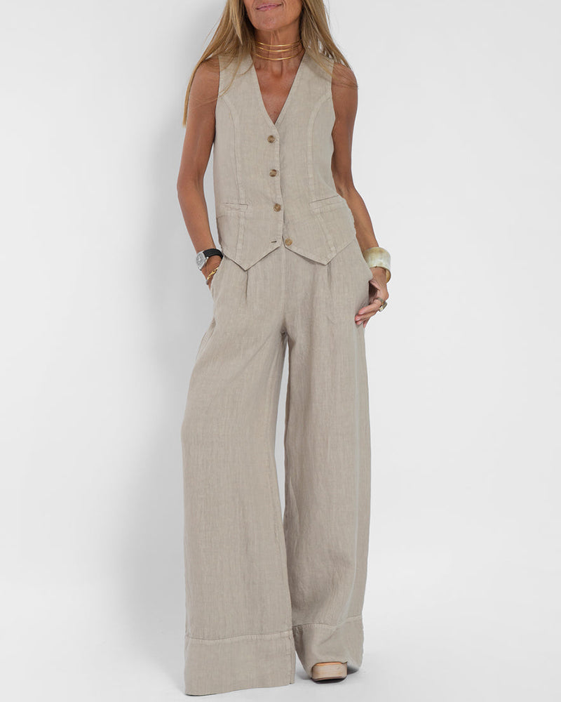 Stella - Damen Elegantes 2-teiliges Leinenset