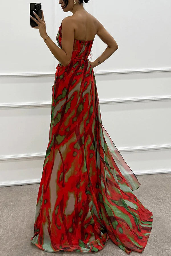 Fenna - Lebendige Elegante Drapierte Kleid