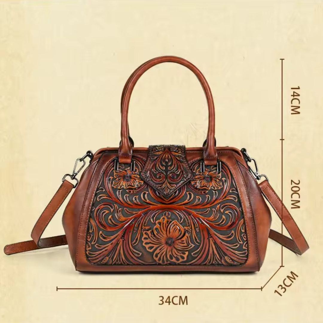 Florina - Gegravierte Lederhandtasche