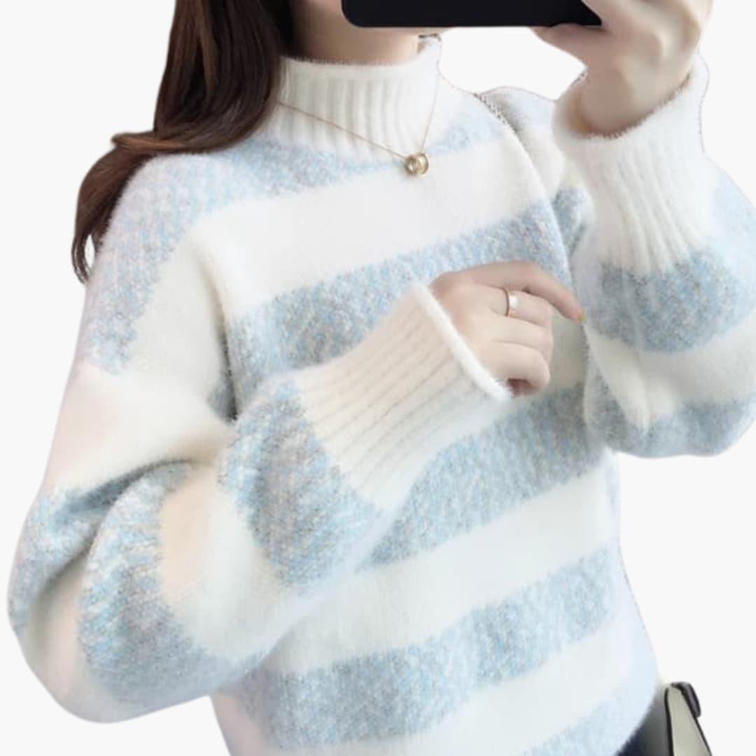 Madalyn | Klassischer Gestreifter Rollkragenpullover