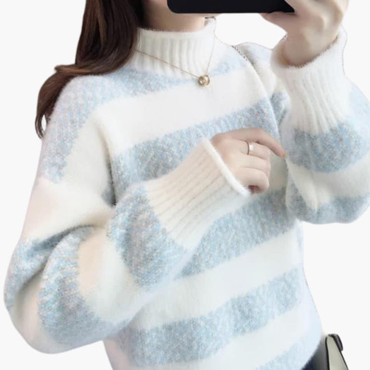 Madalyn | Klassischer Gestreifter Rollkragenpullover