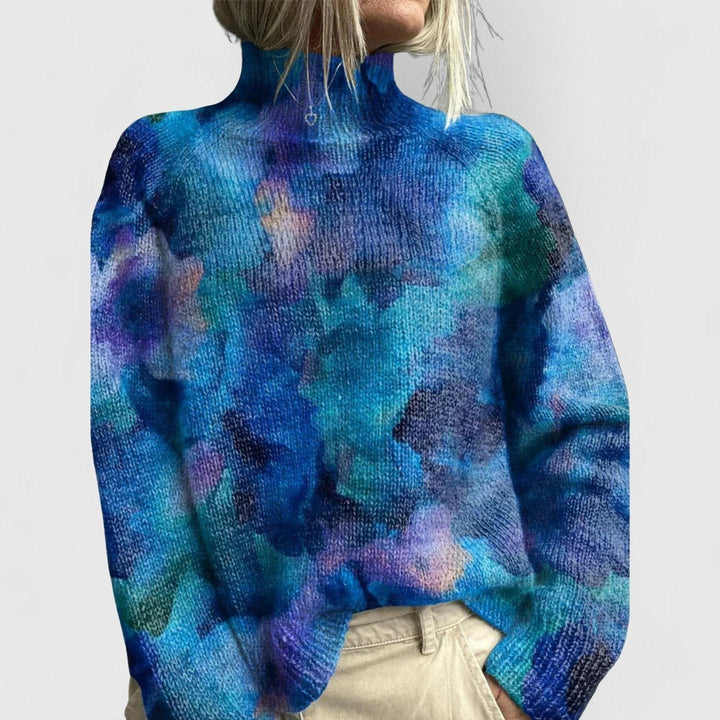 Jazmin | Eleganter Rollkragenpullover mit Blumenmuster