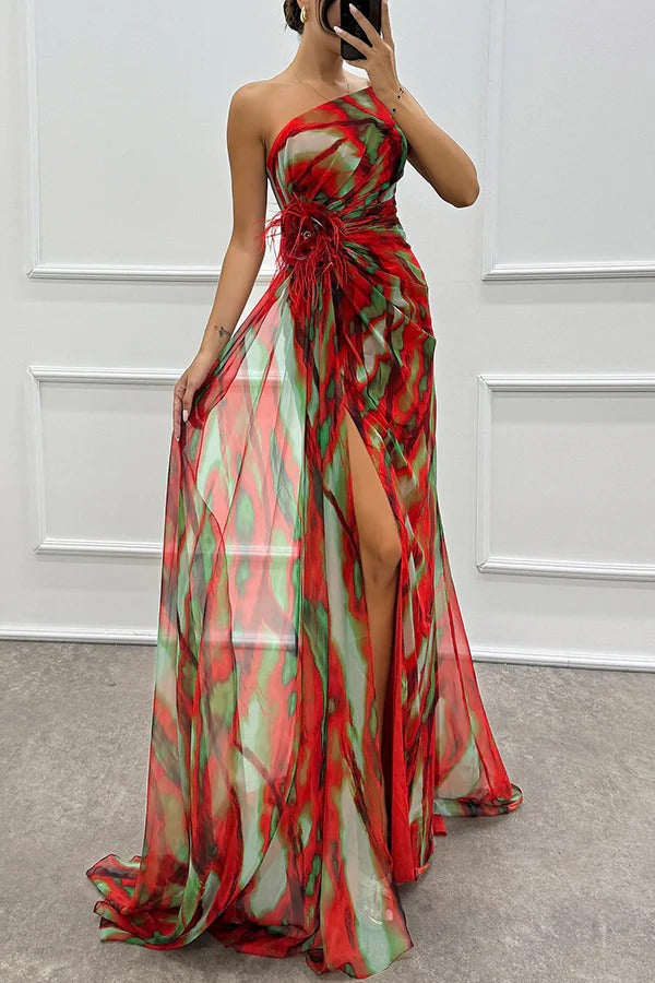 Fenna - Lebendige Elegante Drapierte Kleid