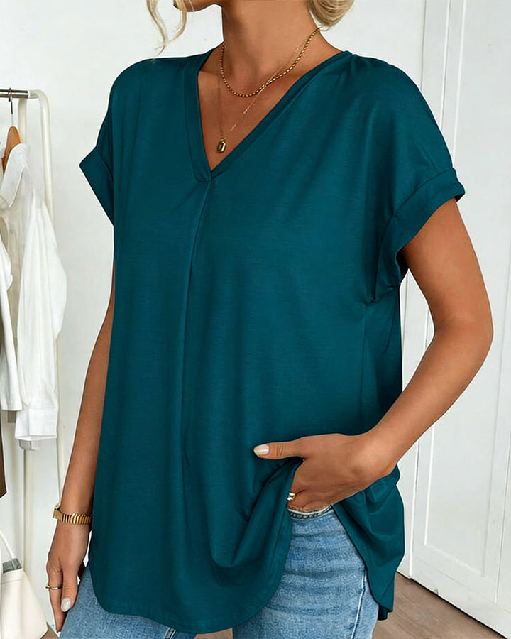 Adelheid - T-Shirt kurzärmelig einfarbig Patchwork