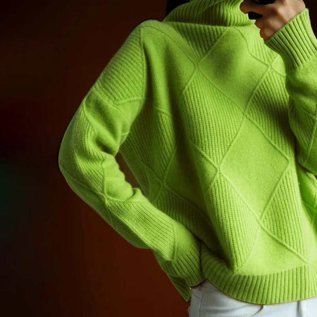 Analia | Stilvoller und bequemer Rollkragenpullover mit Rautendesign