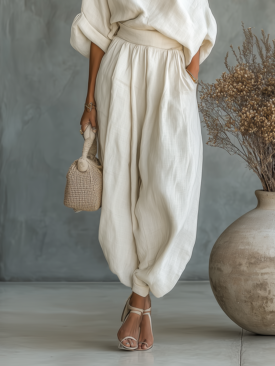 Kerstin - Leinen Set Off-Shoulder Hose