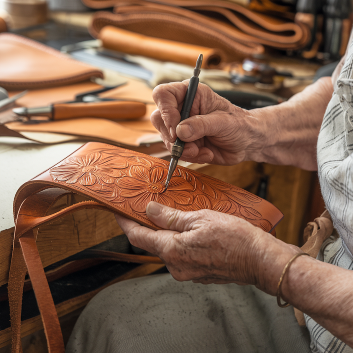 Florina - Gegravierte Lederhandtasche