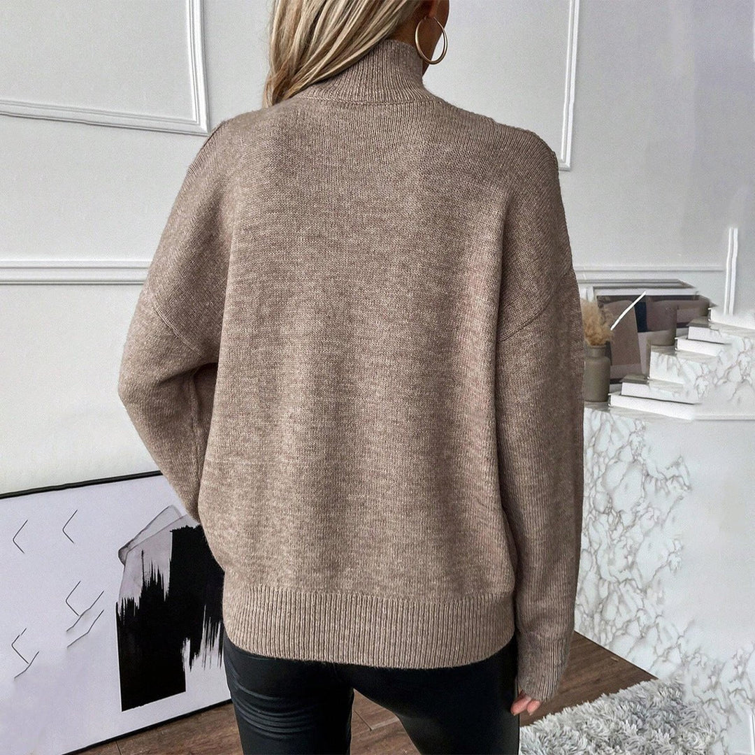 Analia | Damen Off-Shoulder Rollkragen Pullover aus Strick