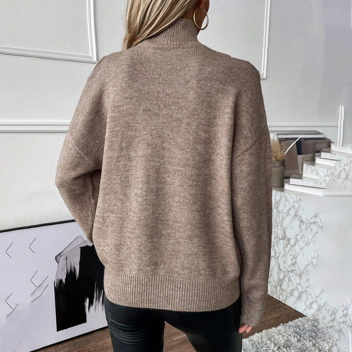 Analia | Damen Off-Shoulder Rollkragen Pullover aus Strick