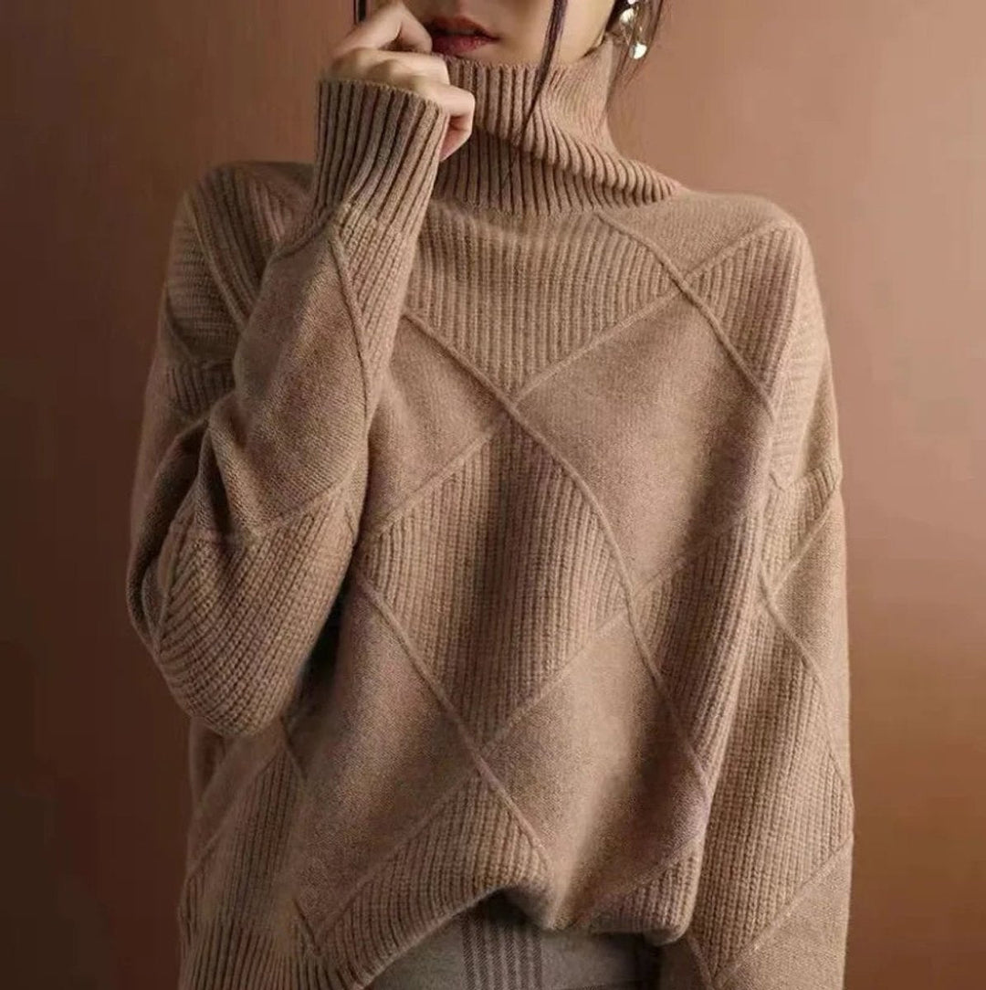 Analia | Stilvoller und bequemer Rollkragenpullover mit Rautendesign