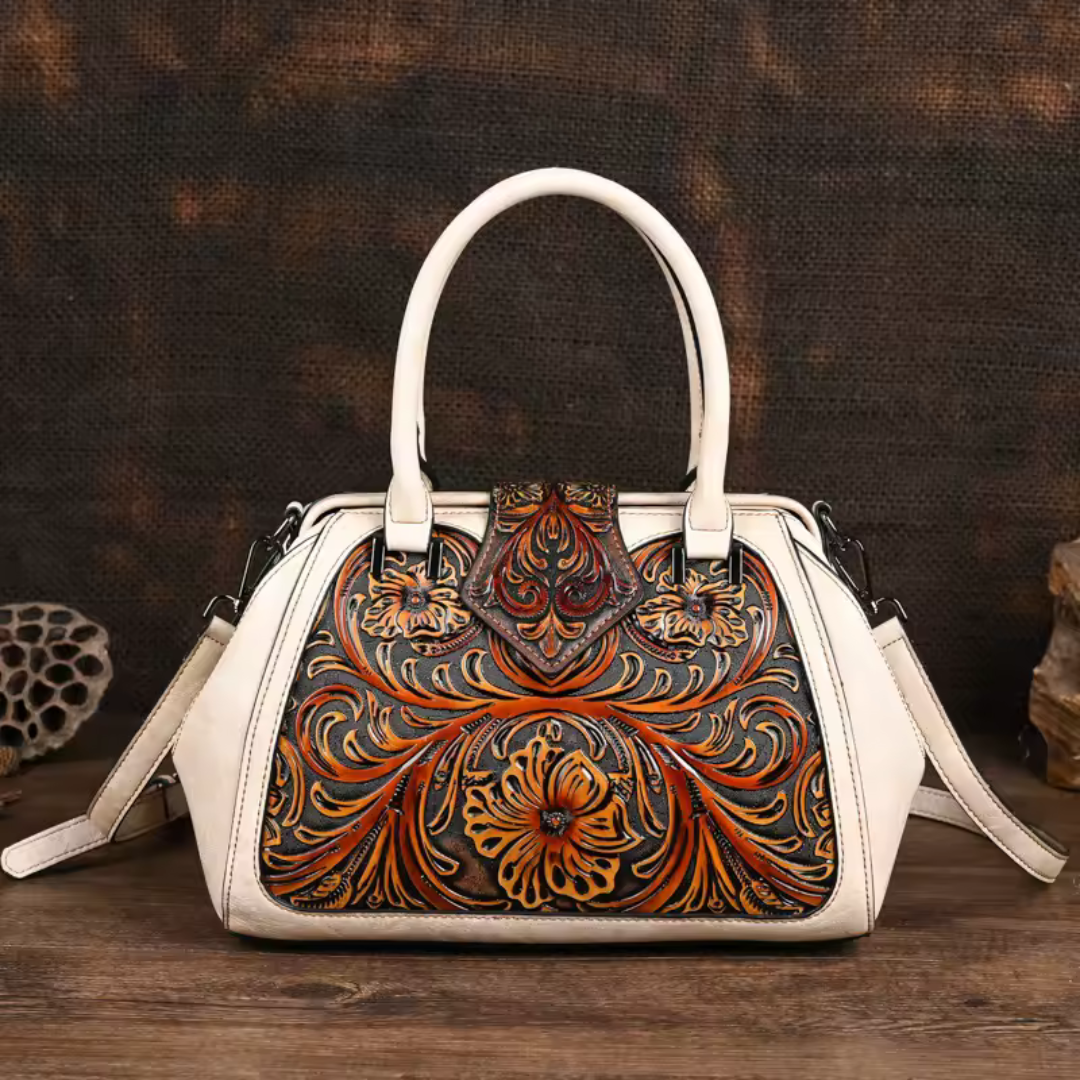 Florina - Gegravierte Lederhandtasche