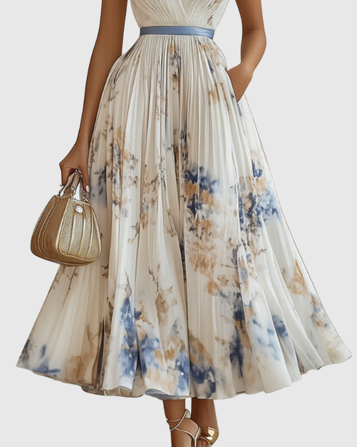 Siena - Elegante Plissee Maxi Kleid