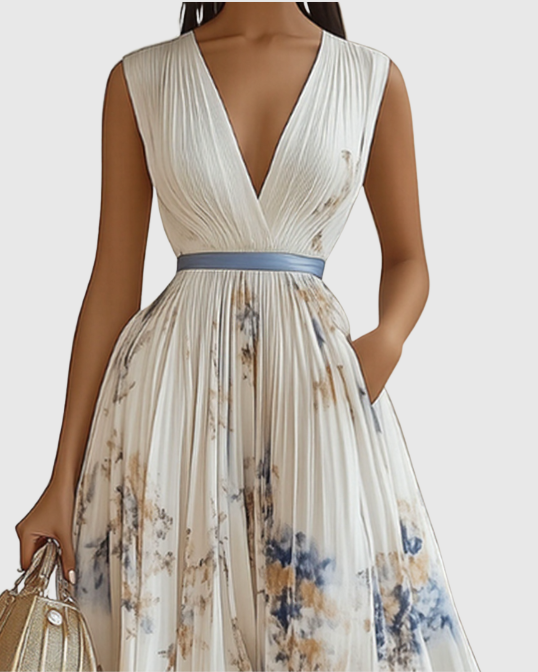 Siena - Elegante Plissee Maxi Kleid