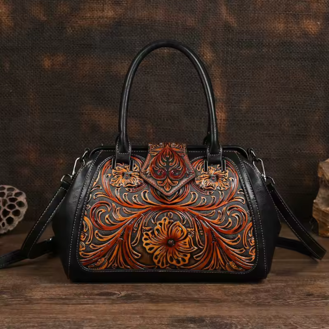 Florina - Gegravierte Lederhandtasche