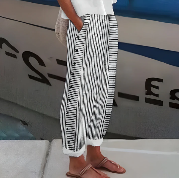Gisela - Bequeme blau gestreifte Hose