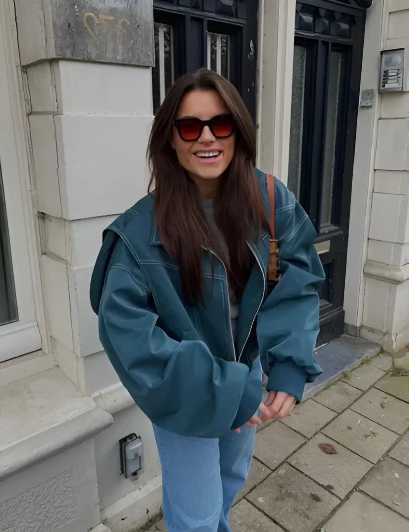 Petra - Lässige Oversized Lederjacke