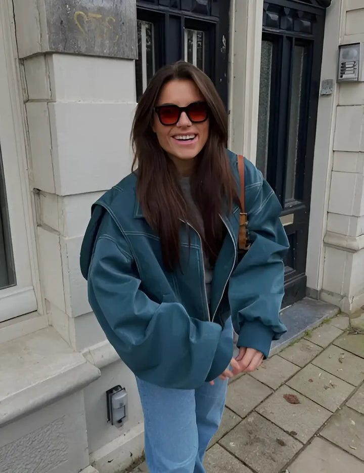 Petra - Lässige Oversized Lederjacke