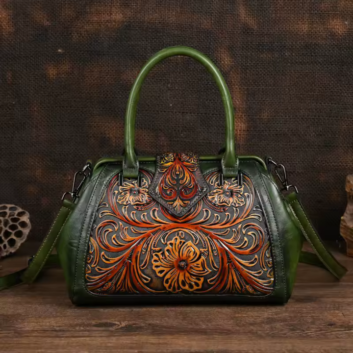 Florina - Gegravierte Lederhandtasche
