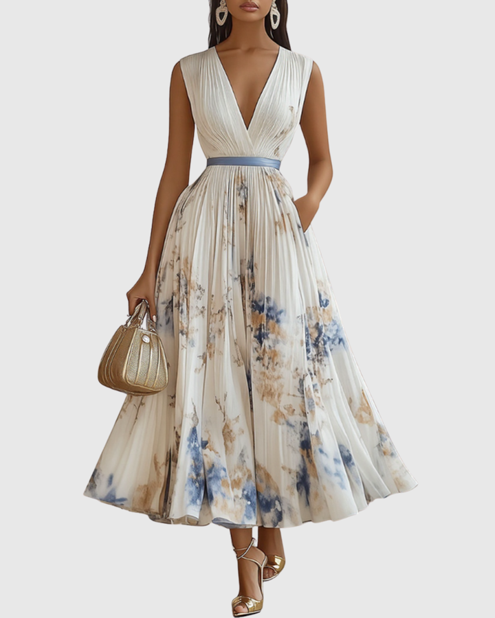 Siena - Elegante Plissee Maxi Kleid