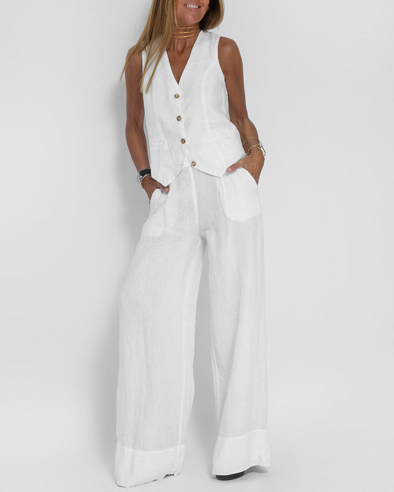 Stella - Damen Elegantes 2-teiliges Leinenset