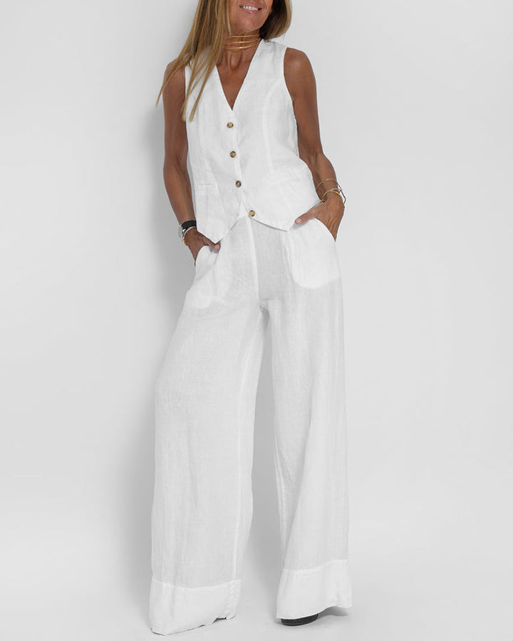 Stella - Damen Elegantes 2-teiliges Leinenset