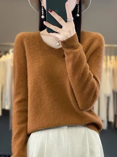 Klarissa | Damen V-Ausschnitt Strickpullover in lockerer Passform