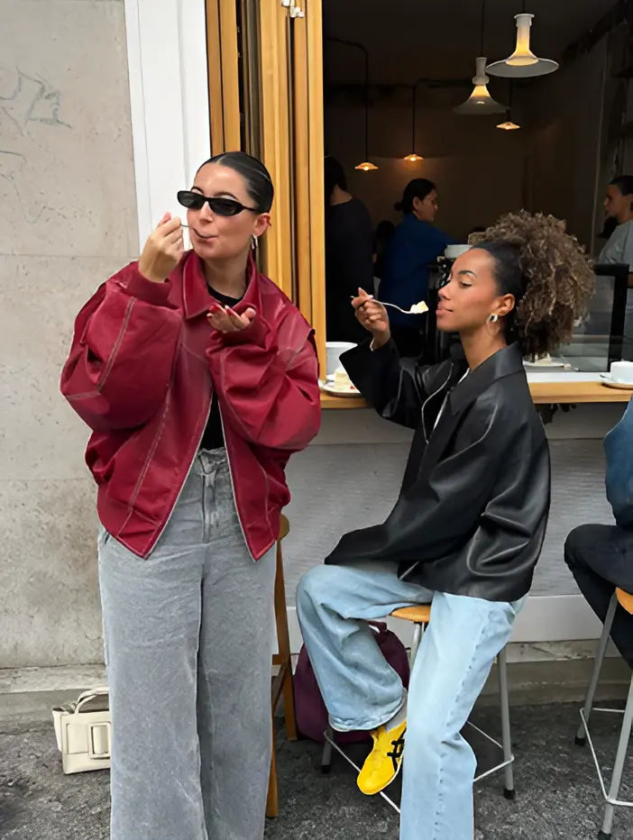 Petra - Lässige Oversized Lederjacke