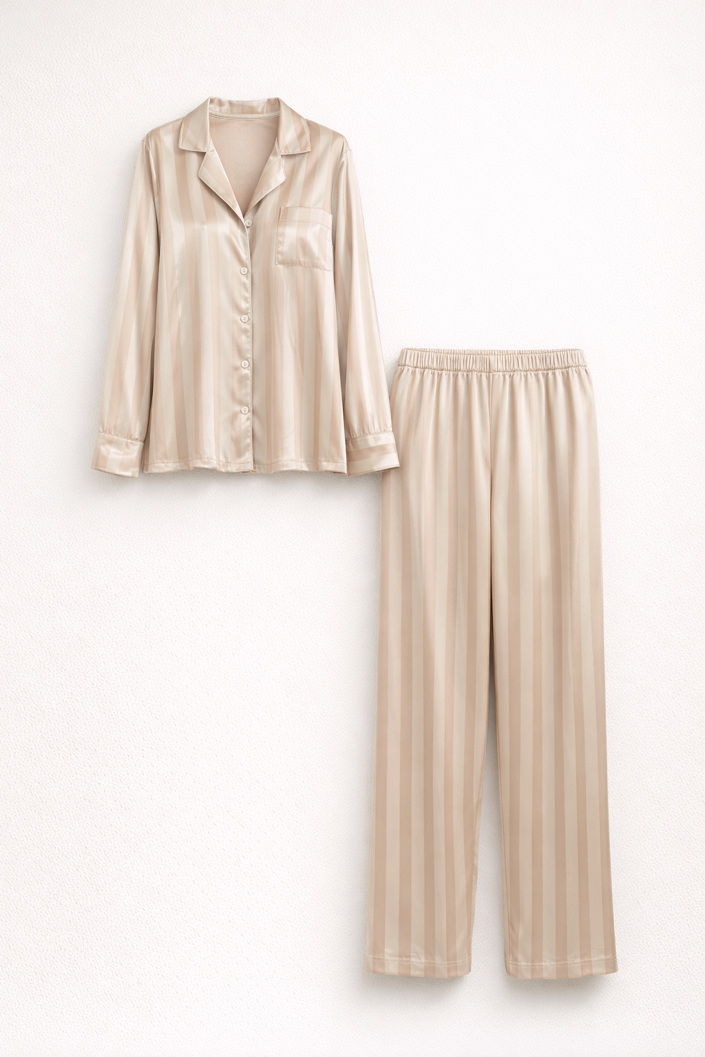 Elegantes Satin-Lounge-Set für Damen mit Knopfleiste und bequemen Hosen