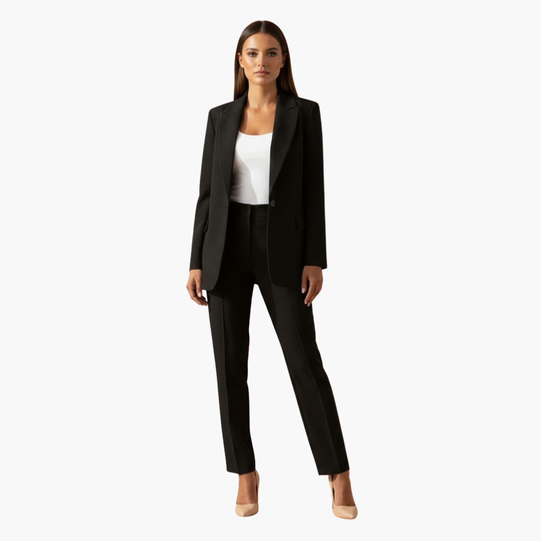 Frauen Blazer mit Revers und passender Hose Set