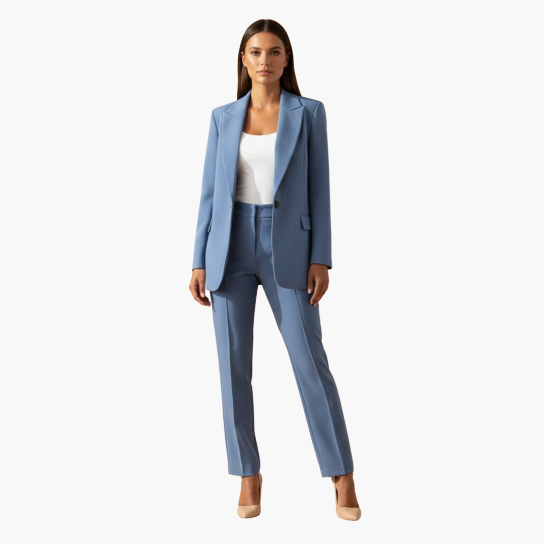 Frauen Blazer mit Revers und passender Hose Set