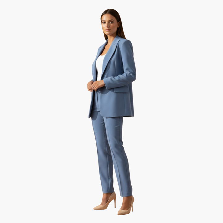 Frauen Blazer mit Revers und passender Hose Set