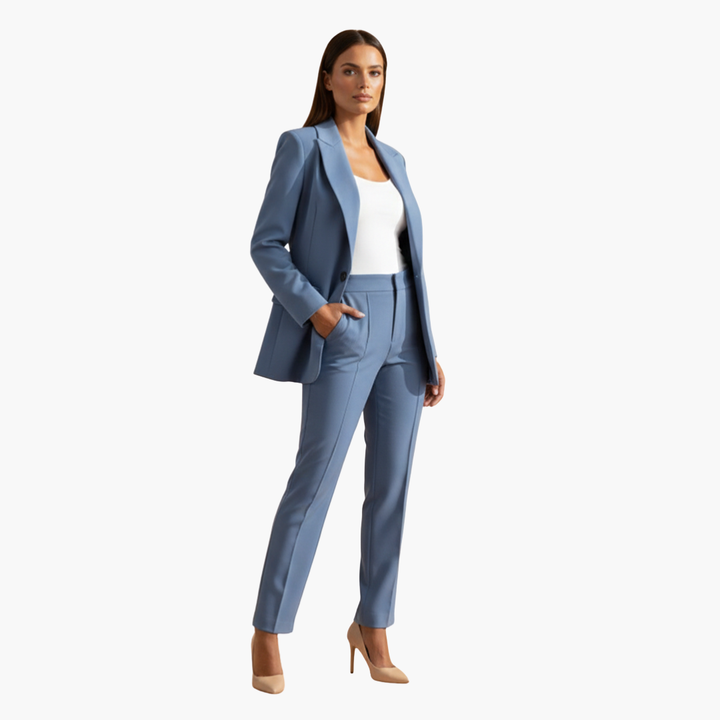Frauen Blazer mit Revers und passender Hose Set