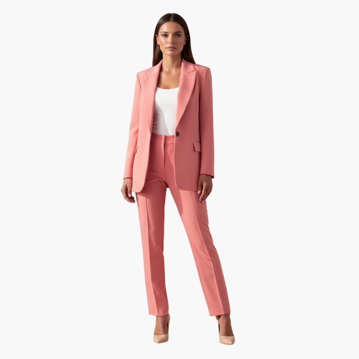 Frauen Blazer mit Revers und passender Hose Set