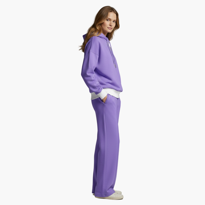 Damen Hoodie Trainingsanzug Set mit Weiten Beinen