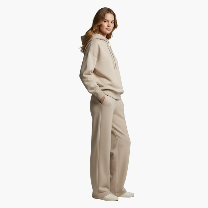 Damen Hoodie Trainingsanzug Set mit Weiten Beinen
