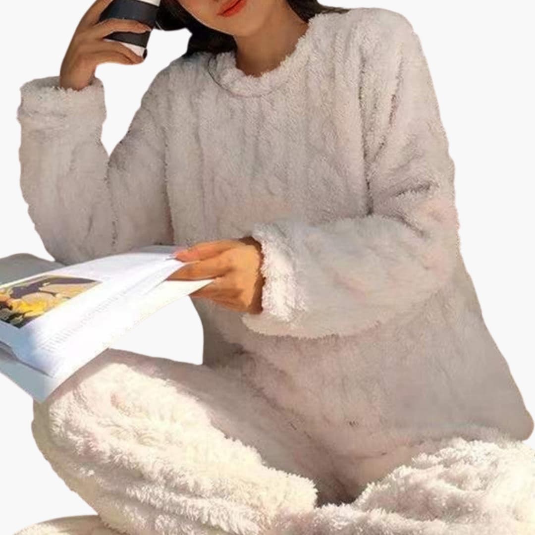 Frauen Plüschfleece Schlafanzug Lounge Set