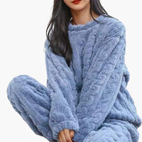 Frauen Plüschfleece Schlafanzug Lounge Set