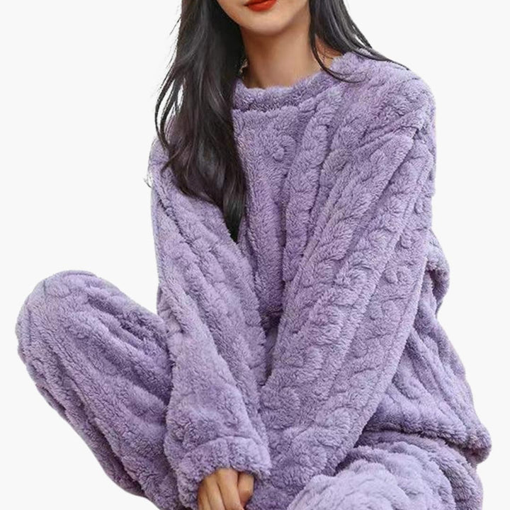 Frauen Plüschfleece Schlafanzug Lounge Set