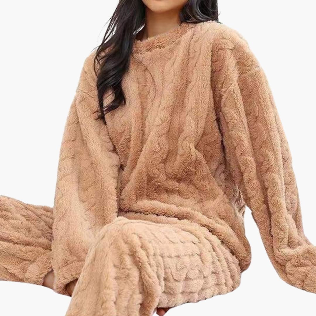 Frauen Plüschfleece Schlafanzug Lounge Set