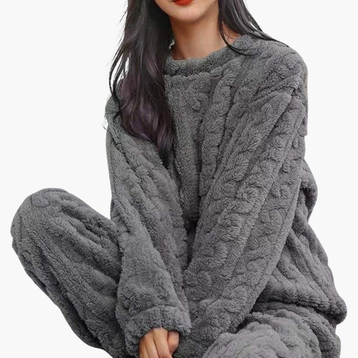 Frauen Plüschfleece Schlafanzug Lounge Set