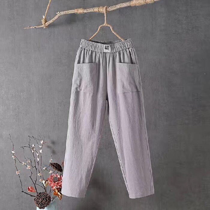 Annegret - Damen Leinen-Baumwoll Hose Lässig