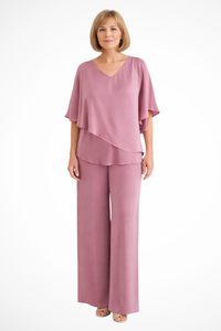 Damen Zweiteiliges Lounge-Set mit Weitbein-Hosen in fließendem Design