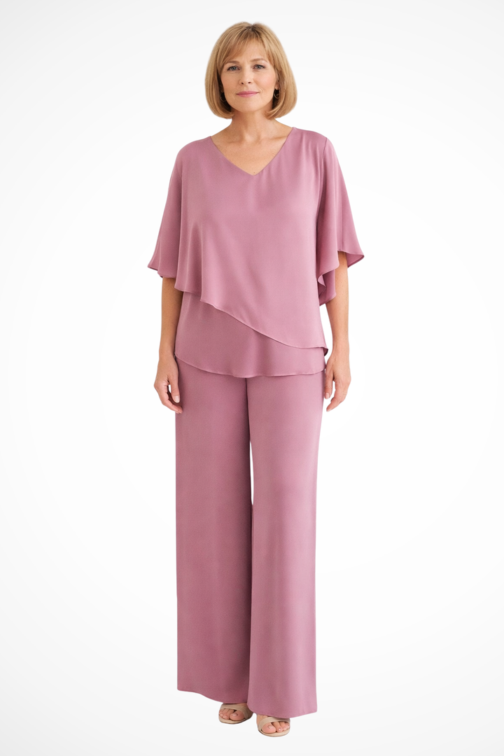 Damen Zweiteiliges Lounge-Set mit Weitbein-Hosen in fließendem Design