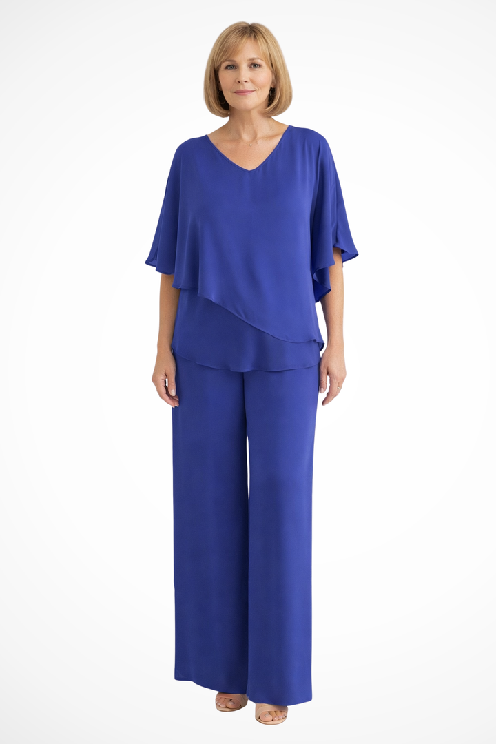 Damen Zweiteiliges Lounge-Set mit Weitbein-Hosen in fließendem Design