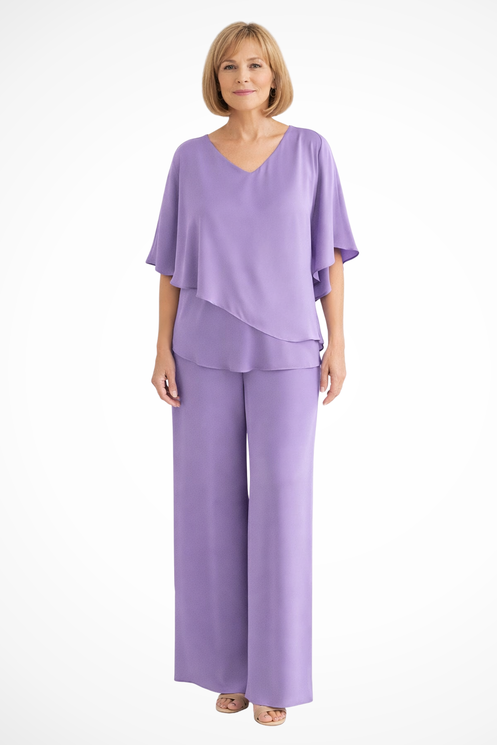 Damen Zweiteiliges Lounge-Set mit Weitbein-Hosen in fließendem Design